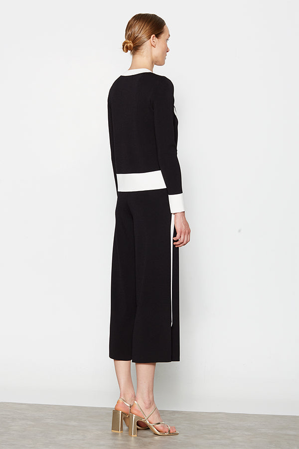 CONTRAST STRIPE KNIT BLACK TROUSER