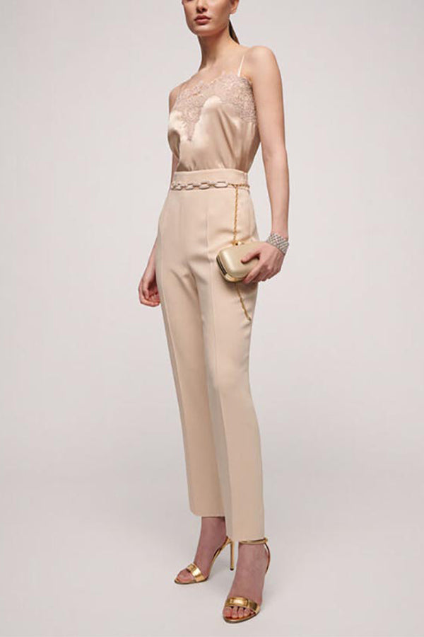 LILIA BEIGE LINGERIE-STYLE SILK SATIN TOP