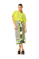 GRAPHIC PRINT MID-LENGTH STRAIGHT SKIRT