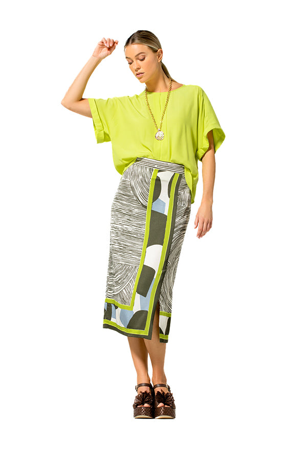 GRAPHIC PRINT MID-LENGTH STRAIGHT SKIRT