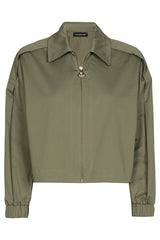 KAKI SMOOTH COTTON BOMBER JACKET