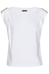 SHOULDER DETAIL COTTON T SHIRT
