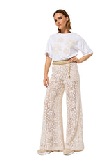EMBROIDERED FLORAL DETAIL COTTON T SHIRT