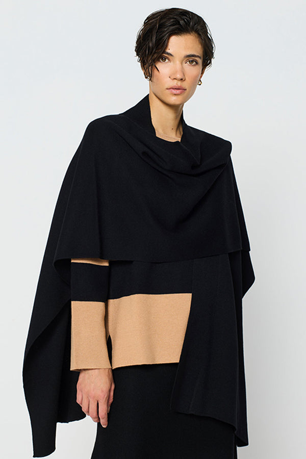 BLACK COLLARED CAPE