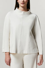 OSCAR BEIGE FUNNEL NECK JERSEY SWEATSHIRT