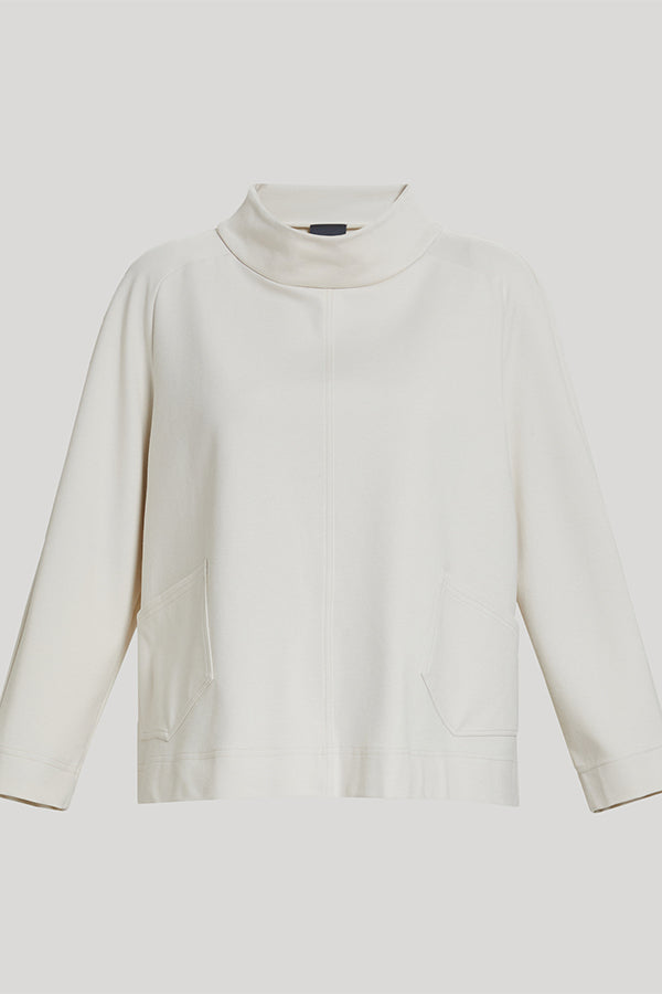 OSCAR BEIGE FUNNEL NECK JERSEY SWEATSHIRT