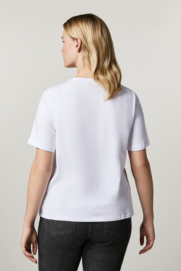 VALDA WHITE COTTON JERSEY T-SHIRT