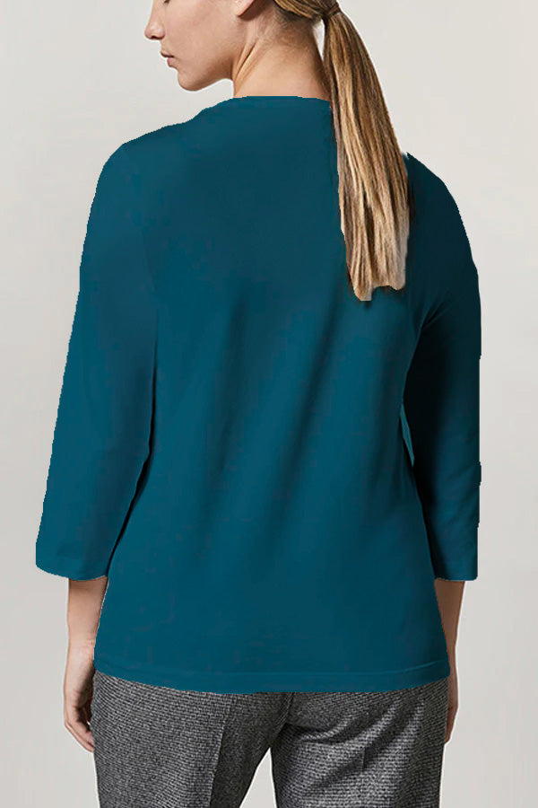 GREEN VALLATA EMBELLISHED COLLAR COTTON JERSEY T SHIRT