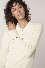 WHITE RIBBED POLO