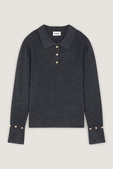 GREY RIBBED POLO