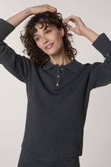 GREY RIBBED POLO