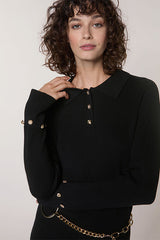 BLACK RIBBED POLO