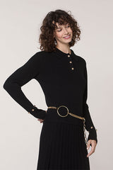 BLACK RIBBED POLO