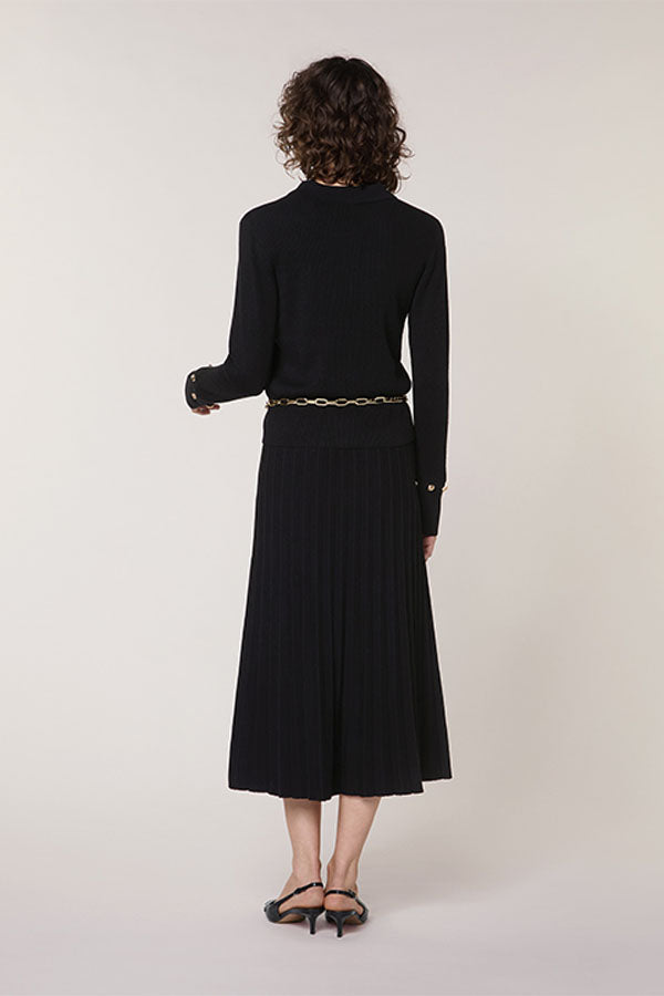 BLACK RIBBED POLO