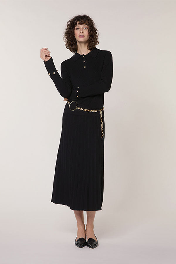 BLACK RIBBED POLO