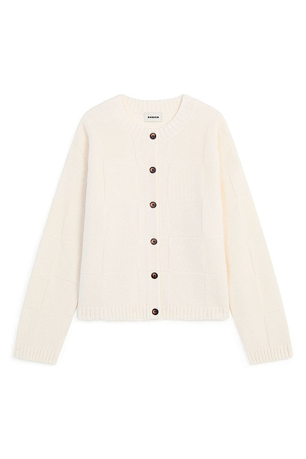 WHITE FANCY WOOL CARDIGAN