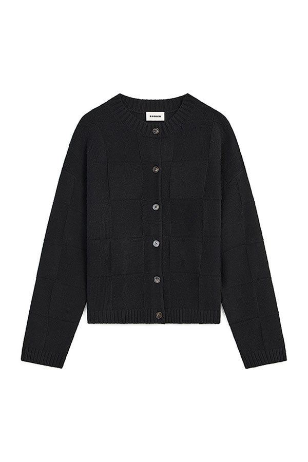 BLACK FANCY WOOL CARDIGAN