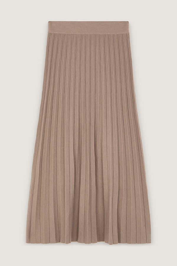 BROWN PLEATED MESH SKIRT
