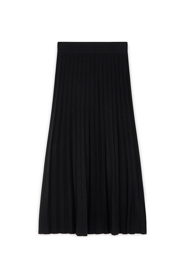 BLACK PLEATED MESH SKIRT