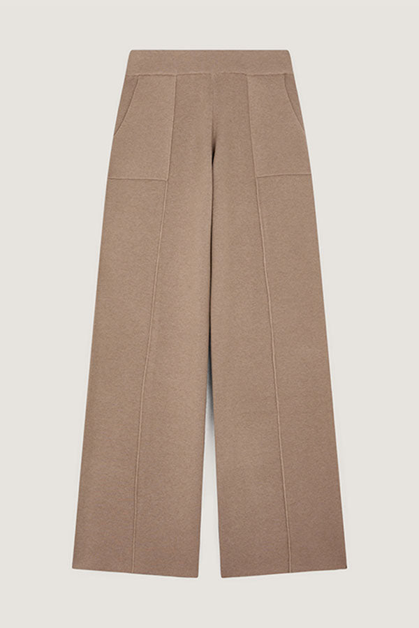 BROWN WIDE LEG KNITTED TROUSERS
