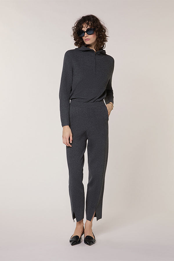 GREY MILANO KNIT CIGARETTE TROUSERS