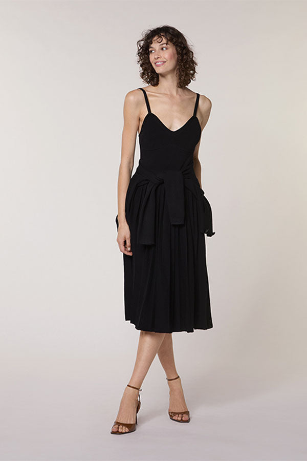 BLACK LONG KNIT DRESS
