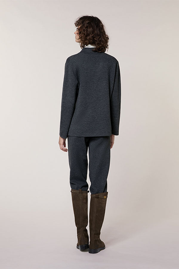GREY TWO TONE DOUBLE SIDED KNIT JACKET