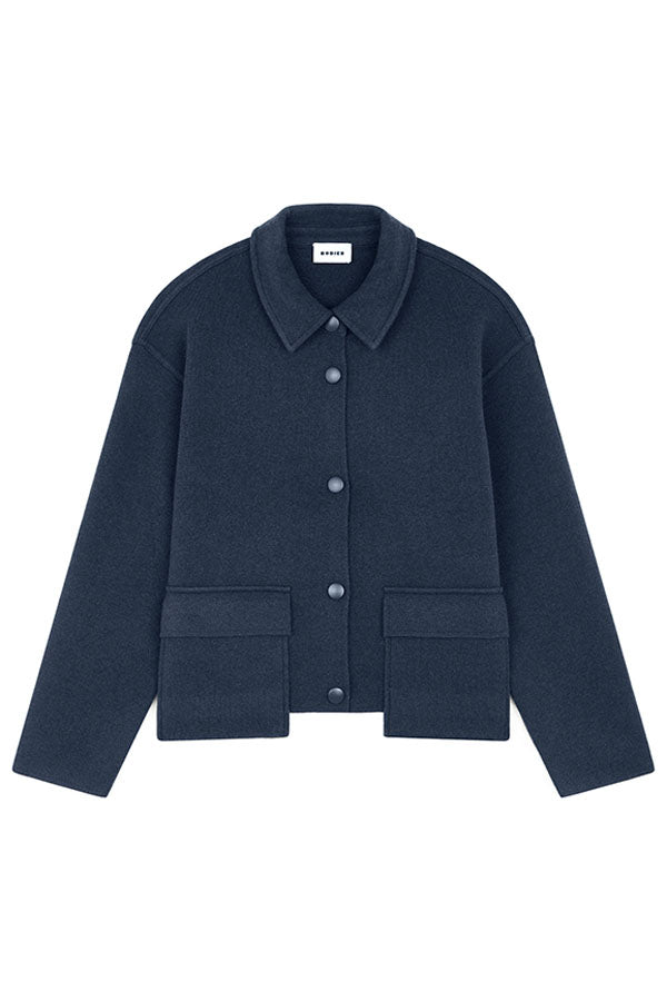 BLUE DOUBLE FACED WOOL JACKET