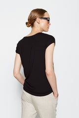 KNOTTED HEM PRINTED ROUND-NECK T-SHIRT