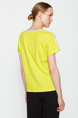 SILVER TRIM BOAT-NECK YELLOW T-SHIRT