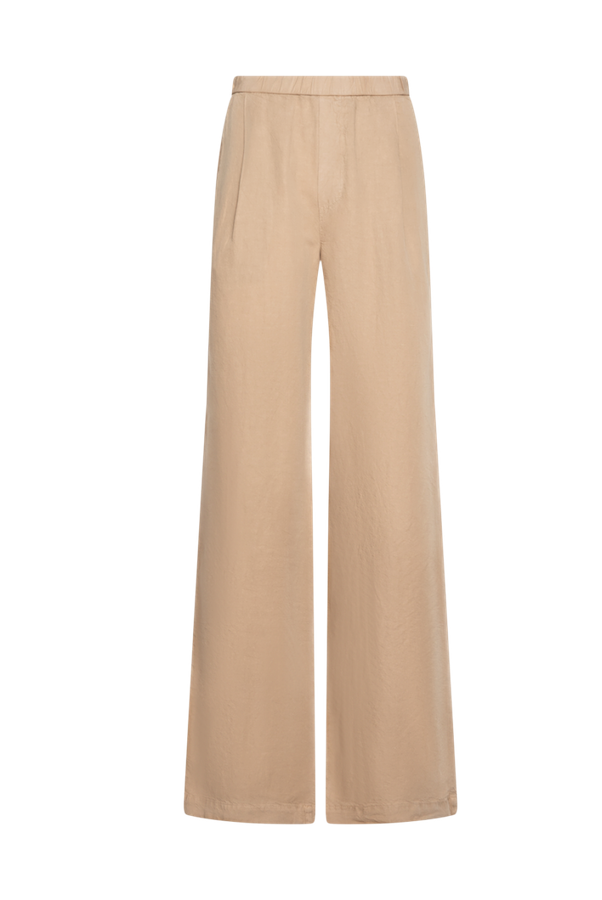 TASMIN NEW TAN LINEN VISCOSE TROUSERS