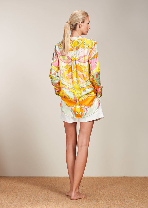 JANICE NEW ORANGE GRAPHIC PRINT BLOUSE