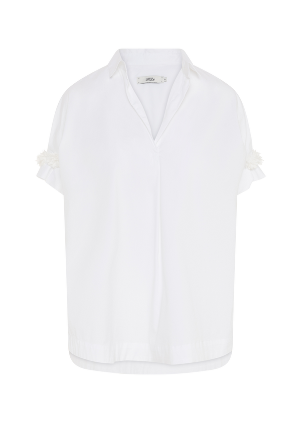 DERRY FANCY SLEEVE WHITE COTTON UNI BLOUSE