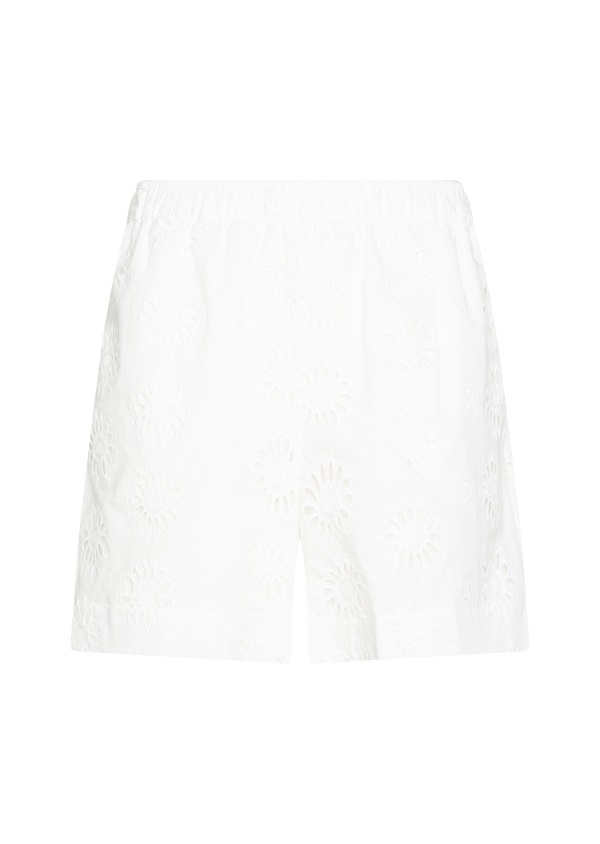 BELLA WHITE FLORAL EYELET COTTON SHORT