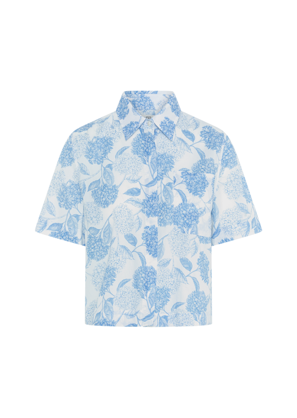 MIRANDA LIGHT BLUE FORAL PRINT COTTON BLOUSE