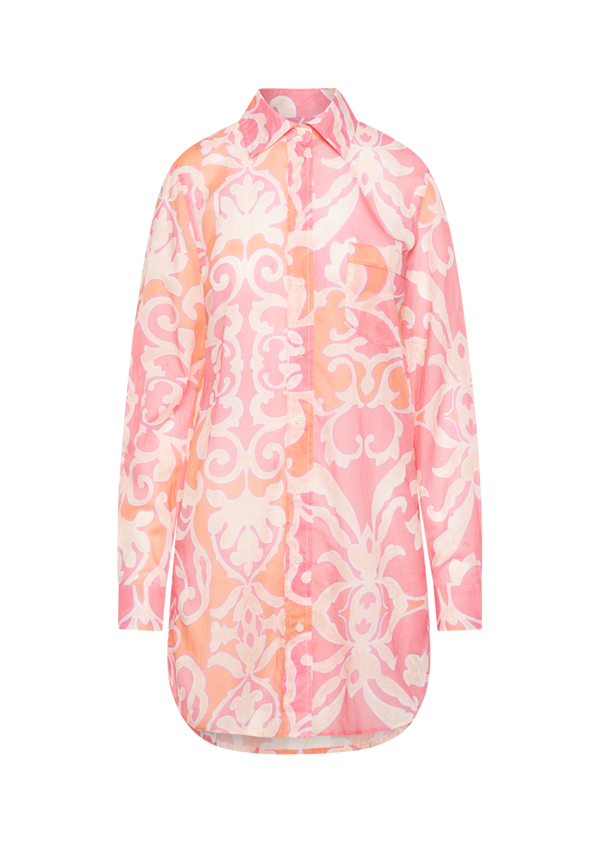 TAYA LIGHT PINK COTTON PRINTED VOILE BLOUSE