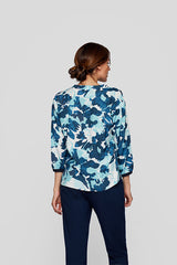 BLUE FLORAL PRINT BLOUSE