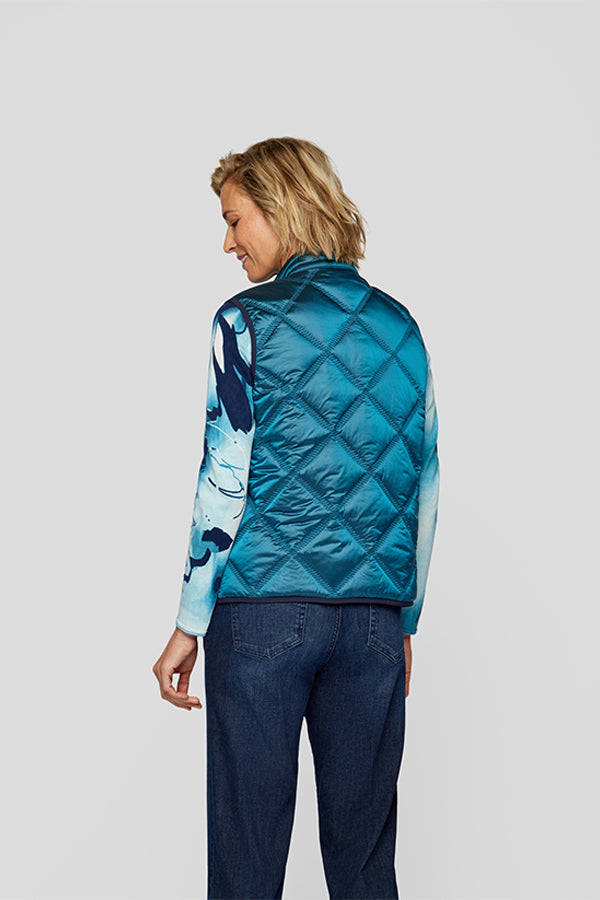 TEAL SHINY ZIPPED VEST