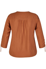 CAMEL ADJUSTABLE SLEEVE BLOUSE