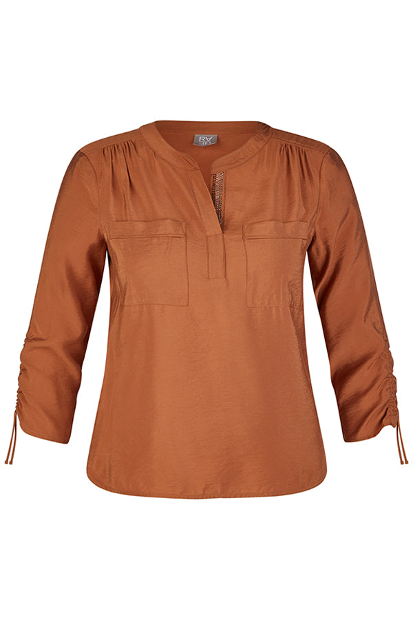 CAMEL ADJUSTABLE SLEEVE BLOUSE