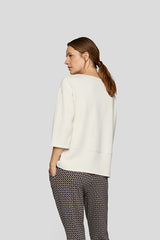 WHITE 3/4 KNIT SWEATSHIRT