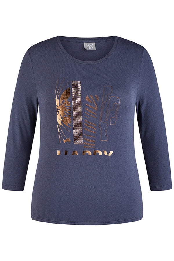 NAVY METALLIC PRINT T-SHIRT