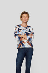 ABSTRACT PRINT 3/4 SLEEVE T-SHIRT