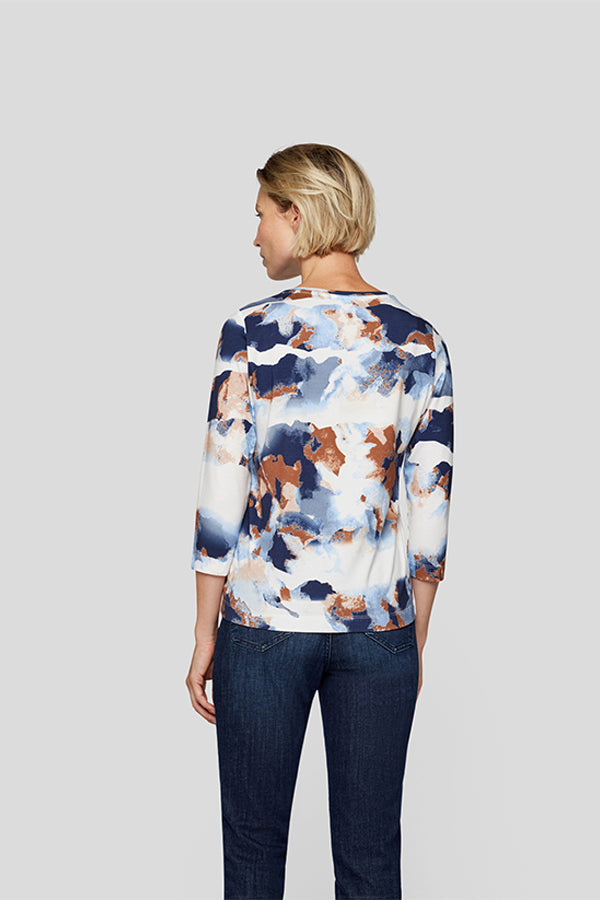 ABSTRACT PRINT 3/4 SLEEVE T-SHIRT