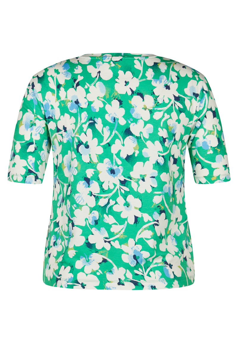 GREEN FLORAL PRINT SHORT SLEEVE T-SHIRT