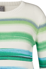 WIDE BLUE GREEN STRIPED SWEATER