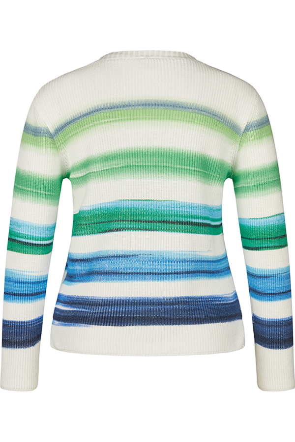 WIDE BLUE GREEN STRIPED SWEATER