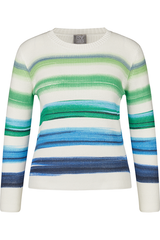 WIDE BLUE GREEN STRIPED SWEATER