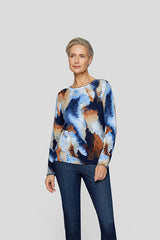 BLUE WATERCOLOR PRINT LONG SLEEVE SHIRT