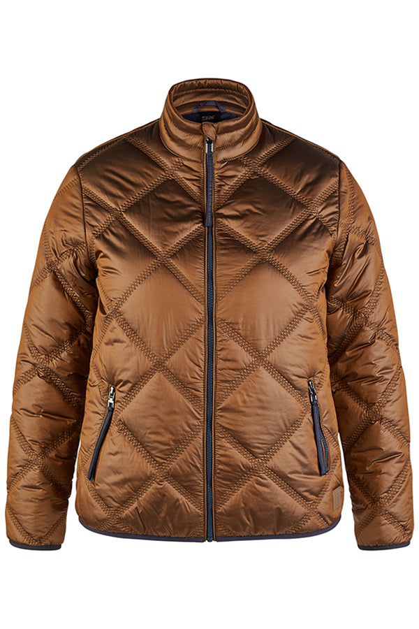 BROWN ZIPPERED QUILTED JACKET